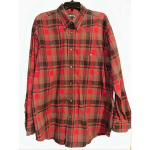 Orvis Men’s Plaid Button Down Long Sleeve Shirt Great Condition Size XL Red Blue